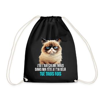 J'ai l'air calme mais dans ma tête je t'ai déjà - Sac de sport léger - noir - Devant