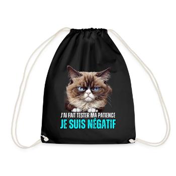 J'ai fait tester ma patience je suis négatif chat - Sac de sport léger - noir - Devant
