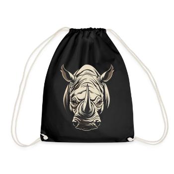 Rhino Africa Animal Motif Wildlife Animal Safari - Drawstring Bag - black - Front