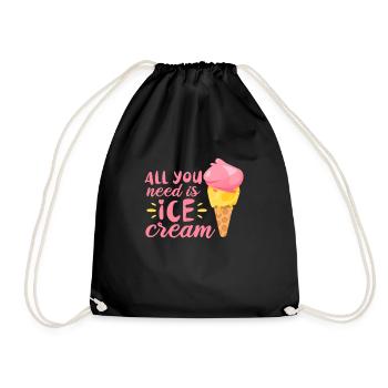 Eiscreme Eis Eiskrem Ice Cream Sommer Geschenk - Turnbeutel - Schwarz - Vorne