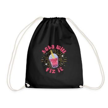 Bubble Tea Boba Tea Kawaii Geschenk - Turnbeutel - Schwarz - Vorne