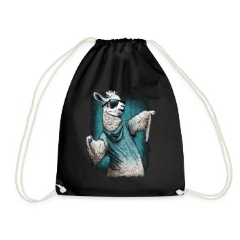 Idée cadeau animal en alpaga lama - Sac de sport léger - noir - Devant