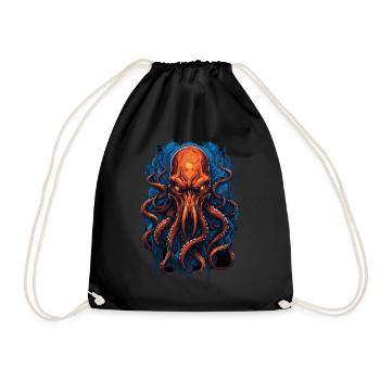 Alien Skull Octopus Squid Animal Creature - Drawstring Bag - black - Front