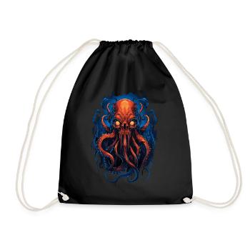 Alien Skull Octopus Squid Animal Creature - Drawstring Bag - black - Front