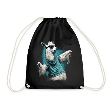 Dancing Llama Llamas Alpaca Animal Gift Idea - Drawstring Bag - black - Front