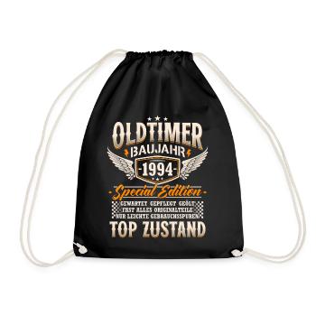 Oldtimer Baujahr 1994 Jahrgang Geburtstag Geschenk - Turnbeutel - Schwarz - Vorne