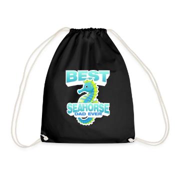 Seepferdchen | Meer Seepferd Tiere Fische Geschenk - Turnbeutel - Schwarz - Vorne