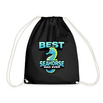 Seepferdchen | Meer Seepferd Tiere Fische Geschenk - Turnbeutel - Schwarz - Vorne