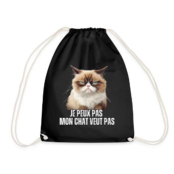 Je peux pas mon chat veut pas humour memes chats - Sac de sport léger - noir - Devant