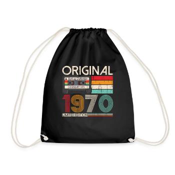 53rd Birthday September Vintage 1970 Cassette - Drawstring Bag - black - Front