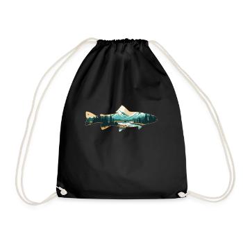 Pêche à la mouche dans un paradis de la truite: rétro - Sac de sport léger - noir - Devant