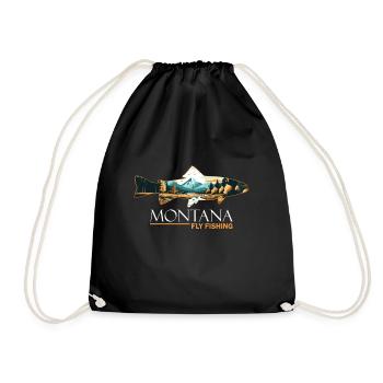 Fly Fishing in Montana: Overview of Retro - Drawstring Bag - black - Front