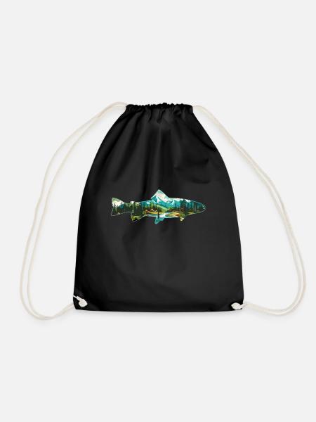 Fly fishing for trout: retro love for the - Drawstring Bag - black
