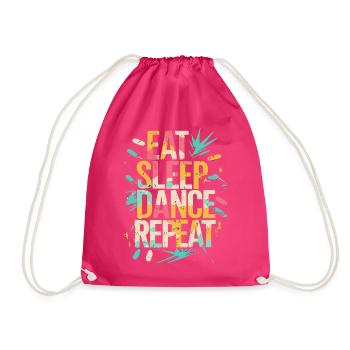 Eat Sleep Dance Repeat Typography - Drawstring Bag - fuchsia - Front