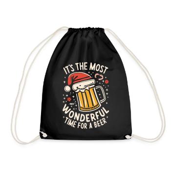 Chapeau de Père Noël Père Noël Amateur de bière Dicton - Sac de sport léger - noir - Devant