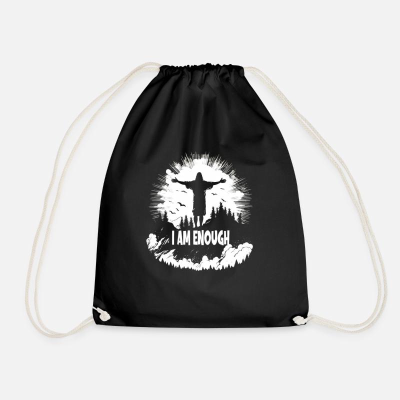 Christliche Zitate Designs I Am Enough - Turnbeutel - Schwarz