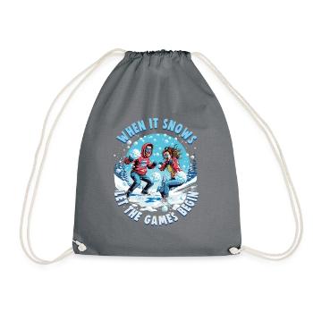 Schneeballschlacht - Quand il neige, laissez les jeux - Sac de sport léger - gris - Devant