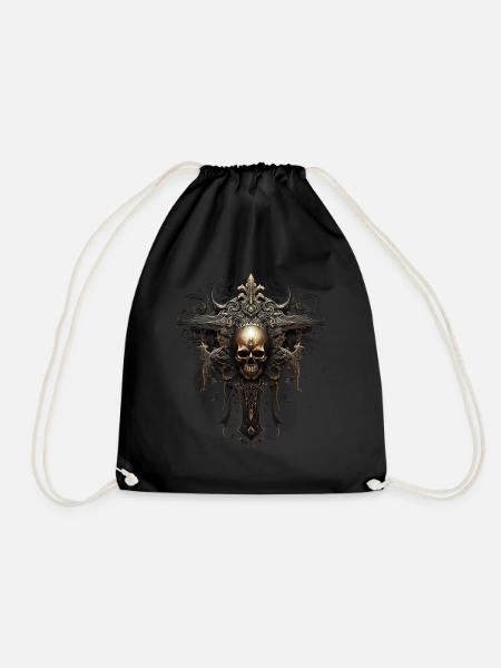 Gothic Cross Goths Design Victorian - Drawstring Bag - black