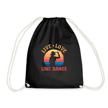 Linedance Country Line Dancer Linedancing Gift - Drawstring Bag - black - Front