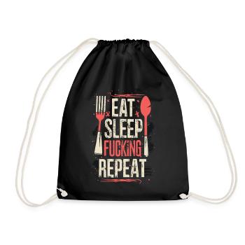 Eat Sleep Fucking Repeat Sport Typografie - Turnbeutel - Schwarz - Vorne