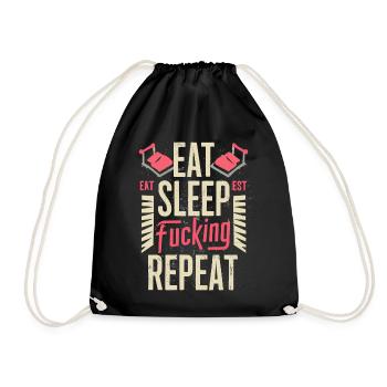 Eat Sleep Fucking Repeat Sport Typografie - Turnbeutel - Schwarz - Vorne