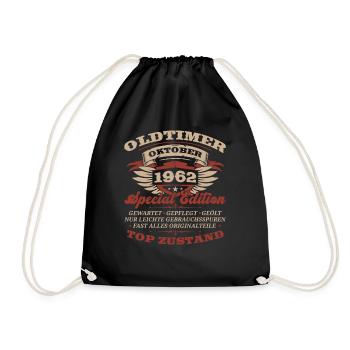 61. Geburtstag Oldtimer Oktober Jahrgang 1962 - Turnbeutel - Schwarz - Vorne