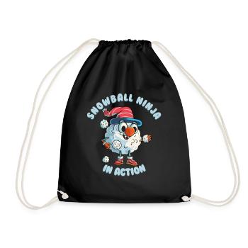 Schneeballschlacht - Snowball Ninja in Action - Turnbeutel - Schwarz - Vorne