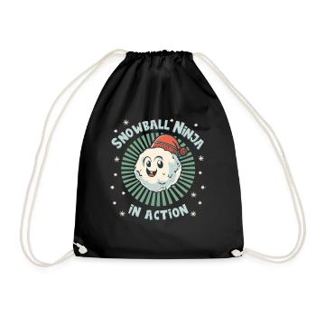 Schneeballschlacht - Snowball Ninja in Action - Turnbeutel - Schwarz - Vorne
