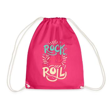 Rock And Roll Rock Statement Motto - Drawstring Bag - fuchsia - Front