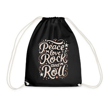Peace Love Rock And Roll Statement Motto - Drawstring Bag - black - Front