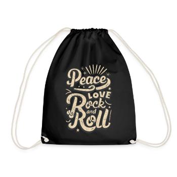 Peace Love Rock And Roll Statement Motto - Drawstring Bag - black - Front