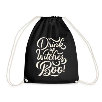 Drink Up Witches Boo Funny Halloween Saying - Drawstring Bag - black - Front