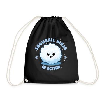 Schneeballschlacht - Snowball Ninja in Action - Turnbeutel - Schwarz - Vorne