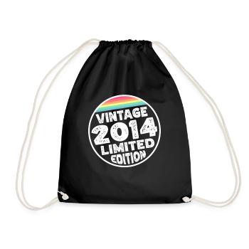 Vintage 2014 Geburtstag Geschenk Kinderparty - Turnbeutel - Schwarz - Vorne