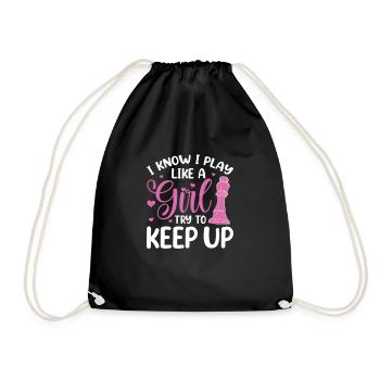 Chess Chess Board Checkmate Chess Player - Drawstring Bag - black - Front