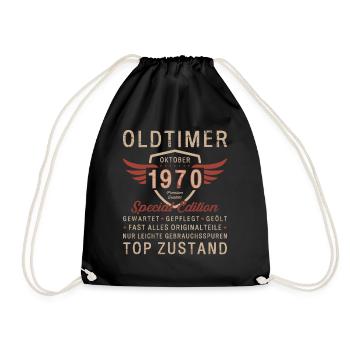 53. Geburtstag Oldtimer Oktober Jahrgang 1970 - Turnbeutel - Schwarz - Vorne