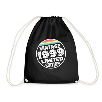 Vintage 1999 Birthday Gift Birthday Party - Drawstring Bag - black - Front