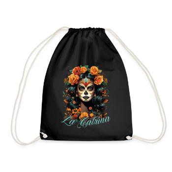 La Catrina Cool Dia De Los Muertos Design - Drawstring Bag - black - Front