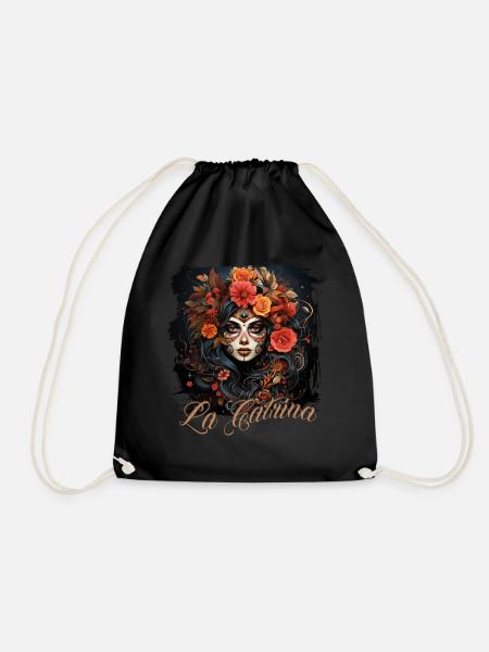 La Catrina Cooles Dia De Los Muertos Design - Turnbeutel - Schwarz