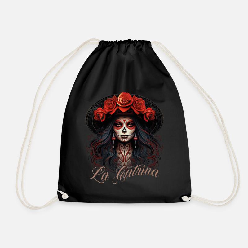 La Catrina Cooles Dia De Los Muertos Design - Turnbeutel - Schwarz