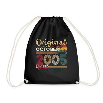 18th Birthday Husband Original October Vintage 2005 - Drawstring Bag - black - Front