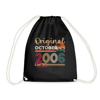 17th Birthday Husband Original October Vintage 2006 - Drawstring Bag - black - Front
