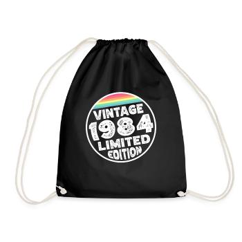 Vintage 1984 Birthday Gift Birthday Party - Drawstring Bag - black - Front