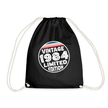 Vintage 1984 Birthday Gift Birthday Party - Drawstring Bag - black - Front