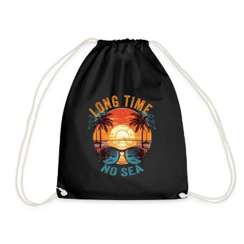Summer Holidays by the Sea Long Time No Sea - Drawstring Bag - black - Front