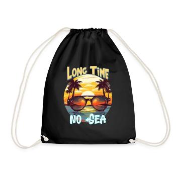 Summer Holidays by the Sea Long Time No Sea - Drawstring Bag - black - Front
