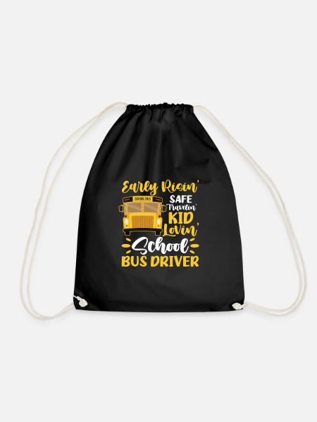 Busfahrer Busfahrerin Bus Schuhlbus Geschenk - Turnbeutel - Schwarz