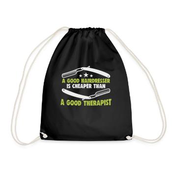 hairdresser, barber, hairdresser, hair salon - Drawstring Bag - black - Front