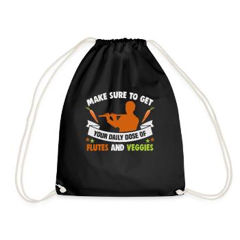 Flute player in the Musikverein Flutist Vegetarian - Drawstring Bag - black - Front