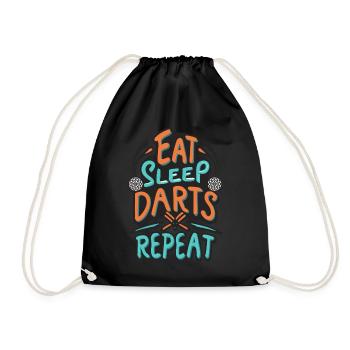 Dart Spruch Eat Sleep Darts Repeat - Turnbeutel - Schwarz - Vorne